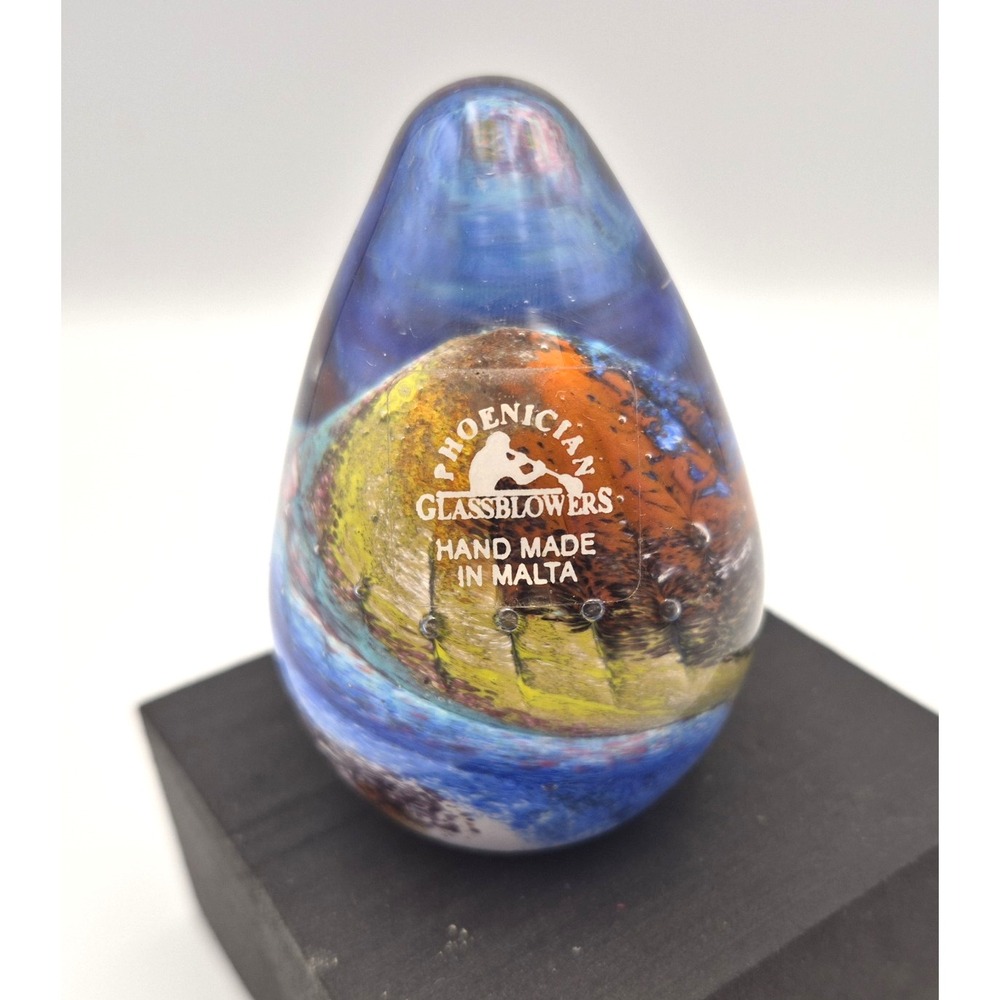 Phonecian Glass Blowers Malta Hand Made Art Glass Paperweight Signed - Picture 3 of 6